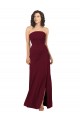 Soft Chiffon Strapless Sleeveless Burgundy Long Bridesmaid Dress Essex