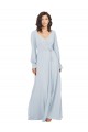 Soft Chiffon V-Neck Long Sleeves Long Formal Dress / Bridesmaid Dress Essex