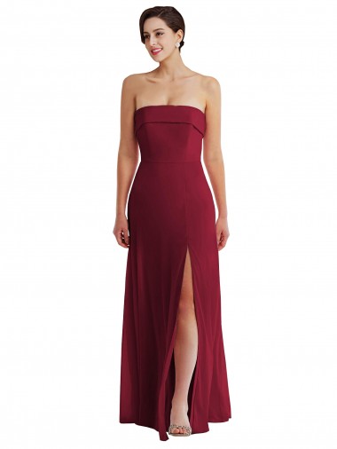 Soft Chiffon Strapless Sleeveless Low Back Long Formal Evening Gown / Bridesmaid Dress Essex