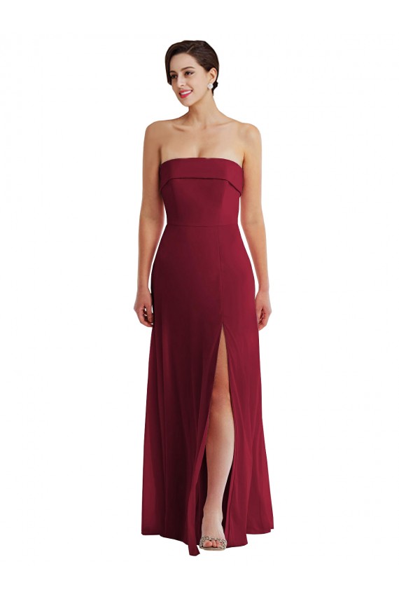 Soft Chiffon Strapless Sleeveless Low Back Long Formal Evening Gown / Bridesmaid Dress Essex