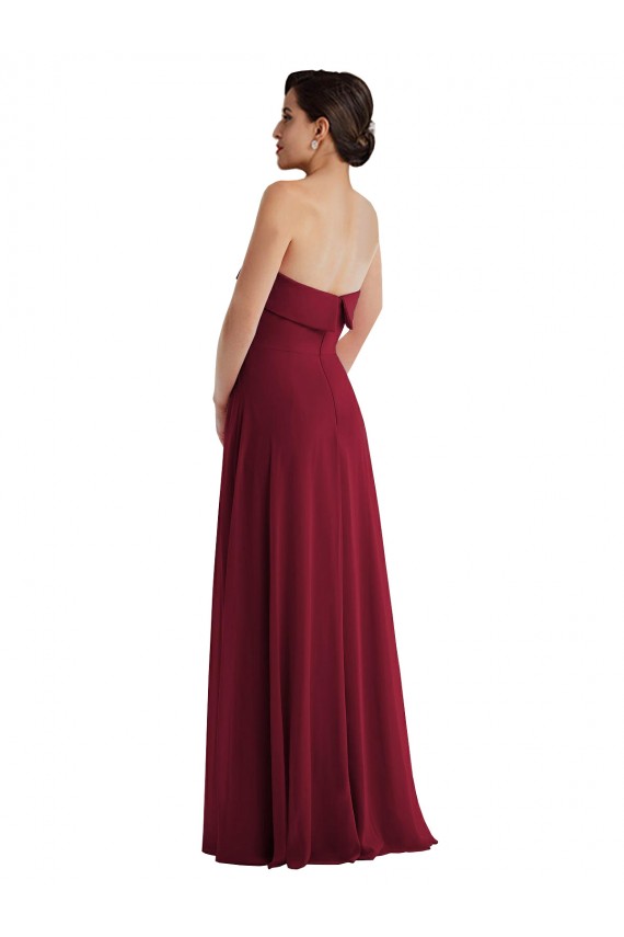 Soft Chiffon Strapless Sleeveless Low Back Long Formal Evening Gown / Bridesmaid Dress Essex