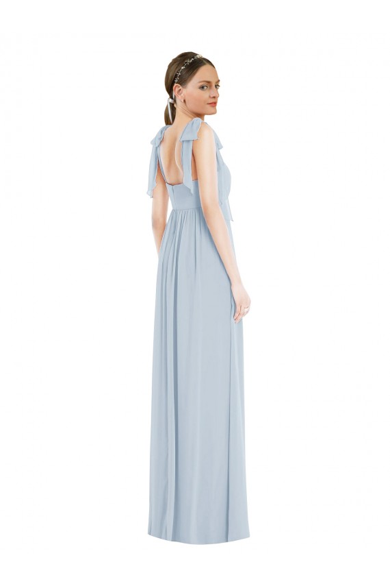 Soft Chiffon Spaghetti Straps Sleeveless Low Back Long Semi Formal Evening Dress / Bridesmaid Dress Essex