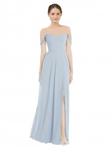 Soft Chiffon Off the Shoulder Flounce Sleeves Long Semi Formal Evening Dress / Bridesmaid Dress Essex