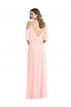 Soft Chiffon V-Neck Cold Shoulder V-Back Long Semi Formal Evening Dress / Bridesmaid Dress Essex