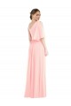 Soft Chiffon One Shoulder Bell Sleeves Long Semi Formal Evening Dress / Bridesmaid Dress Essex