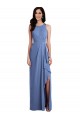 Soft Chiffon Jewel Neck Sleeveless Keyhole Back Long Bridesmaid Dress Essex