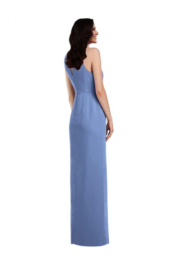 Soft Chiffon Jewel Neck Sleeveless Keyhole Back Long Bridesmaid Dress Essex