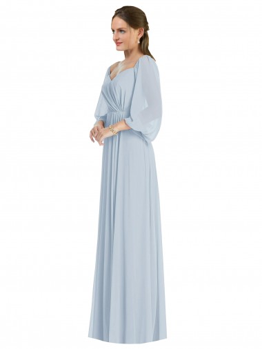 Soft Chiffon Off the Shoulder Puff Sleeves Long Formal Evening Gown / Bridesmaid Dress Essex
