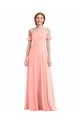 Soft Chiffon Off the Shoulder Flutter Sleeves Long Semi Formal Evening Dress / Bridesmaid Dress Essex