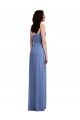 Soft Chiffon Spaghetti Straps Sleeveless Low Back Windsor Blue Long Semi Formal Evening Dress / Bridesmaid Dress Essex