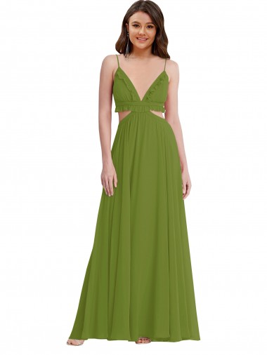 Soft Chiffon V-Neck Sleeveless Open Back Long Plus Size Evening Gown / Bridesmaid Dress Essex