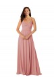 Lxue Chiffon V-Neck Sleeveless V-Back Bliss Pink Long Bridesmaid Dress Essex