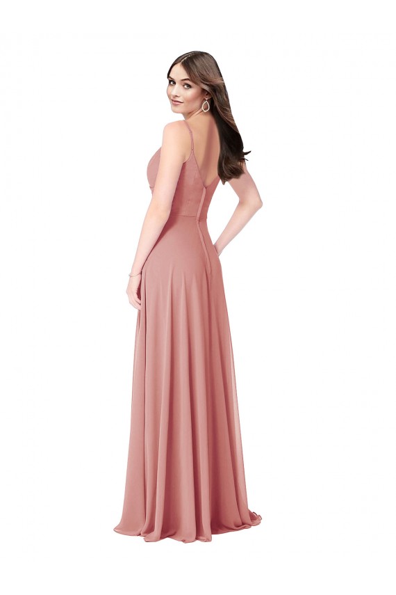 Lxue Chiffon V-Neck Sleeveless V-Back Bliss Pink Long Bridesmaid Dress Essex