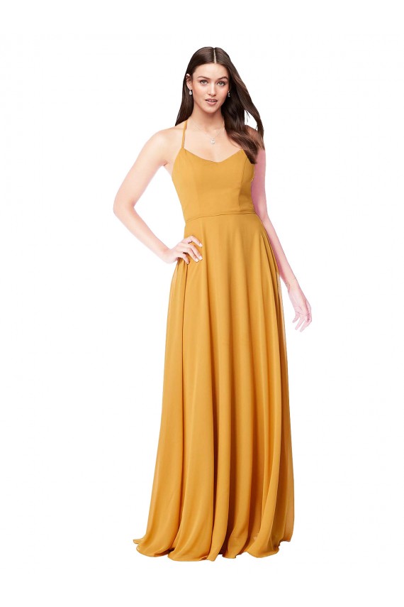 Soft Chiffon V-Neck Sleeveless Saffron Long Formal Dress / Bridesmaid Dress Essex