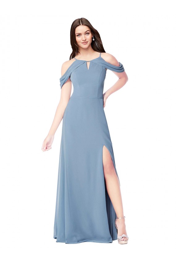 Soft Chiffon Off the Shoulder Sleeveless Long Evening Dress / Bridesmaid Dress Essex