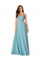 Soft Chiffon V-Neck Sleeveless Turquoise Long Bridesmaid Dress Essex