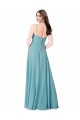 Soft Chiffon V-Neck Sleeveless Turquoise Long Bridesmaid Dress Essex