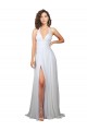 Soft Chiffon V-Neck Sleeveless Low Back Sweep Train Beach Wedding Dress Essex