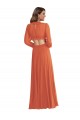 Soft Chiffon V-Neck Long Sleeves Open Back Long High Low Evening Gown / Bridesmaid Dress Essex