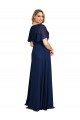Soft Chiffon V-Neck Short Flutter Sleeves Long Formal Plus Size Evening Gown / Prom Dress / Bridesmaid Dress Essex