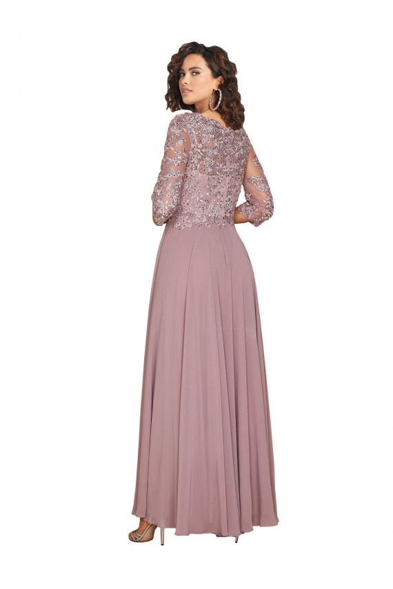 Soft Chiffon V-Neck Long Sleeves Long Prom Dress / Bridesmaid Dress Essex