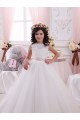 Tulle & Lace Bateau Neck Sleeveless V-Back Chapel Train Flower Girl Dress Essex