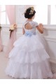 Tulle & Lace Sweetheart Cap Sleeves Chapel Train Flower Girl Dresses Essex