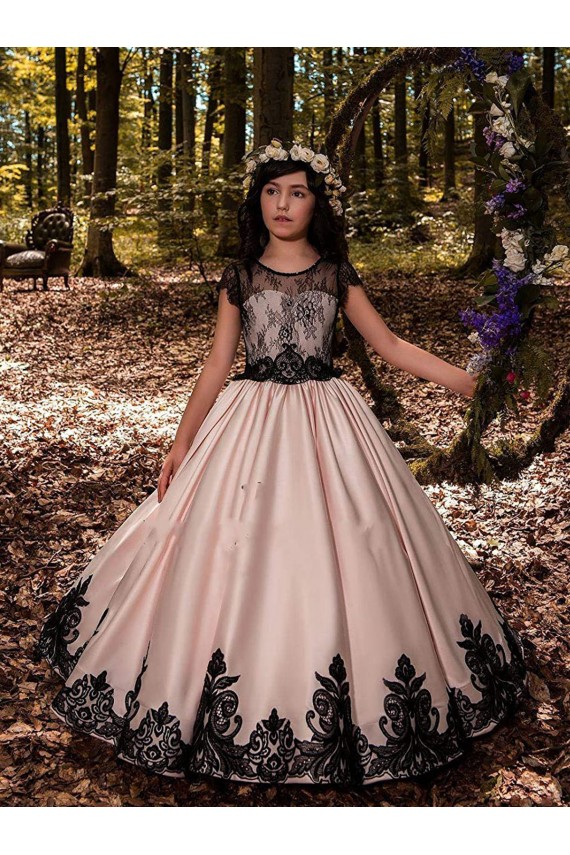 Satin & Lace Sweetheart Sleeveless Long Flower Girl Dress for Wedding Essex