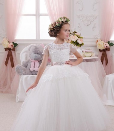Tulle & Lace Sweetheart Sleeveless Long Flower Girl Dress Essex