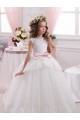 Tulle & Lace Sweetheart Sleeveless V-Back Chapel Train Flower Girl Dress for Wedding Essex