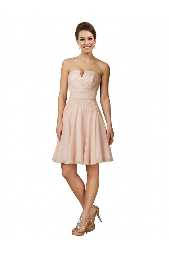 Soft Chiffon & Lace Sweetheart Sleeveless Knee Length Bridesmaid Dress Essex