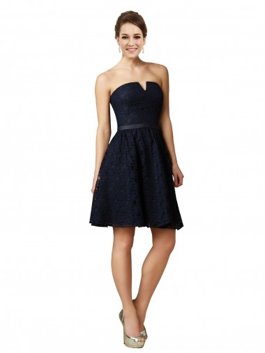 Lace V-Neck Sleeveless Knee Length Bridesmaid Dress Essex