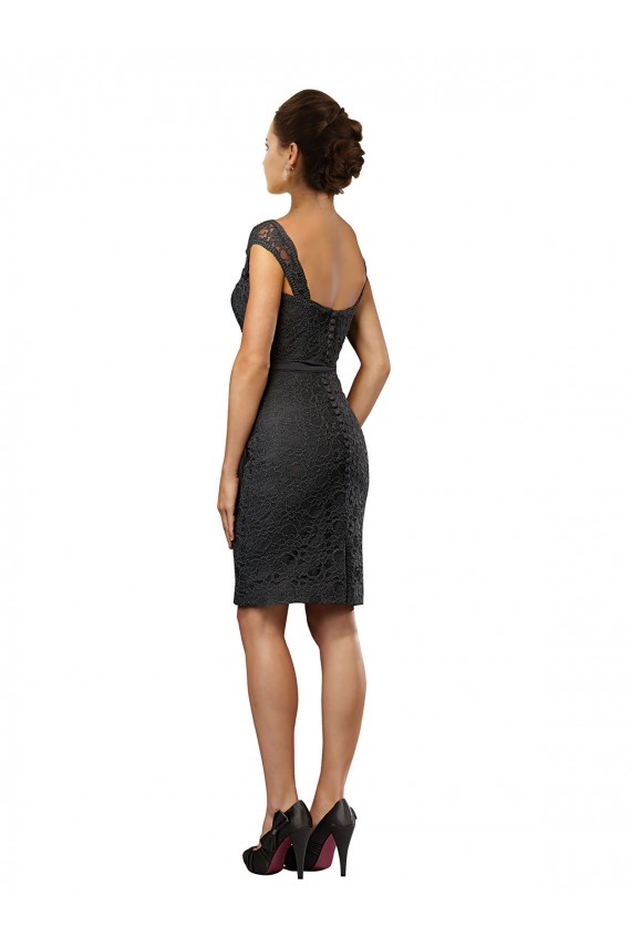 Soft Chiffon & Lace Off the Shoulder Sleeveless Knee Length Bridesmaid Dress Essex