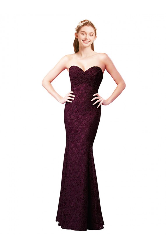 Lace Sweetheart Sleeveless Long Bridesmaid Dress Essex