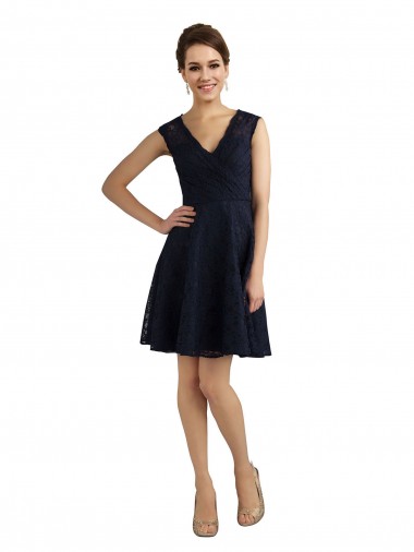 Lace V-Neck Sleeveless Knee Length Bridesmaid Dress / Evening Dress Essex