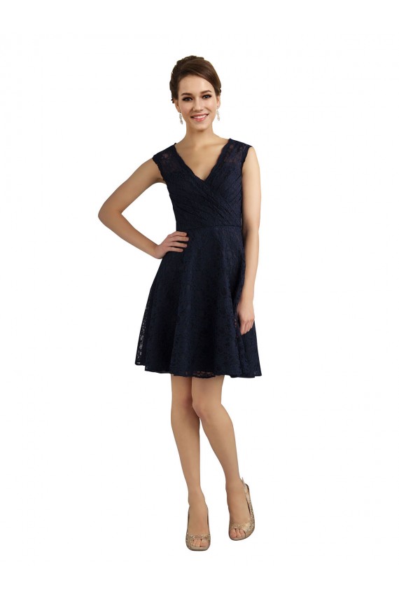 Lace V-Neck Sleeveless Knee Length Bridesmaid Dress / Evening Dress Essex