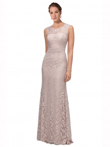 Lace Illusion Neck Sleeveless Long Bridesmaid Dress Essex
