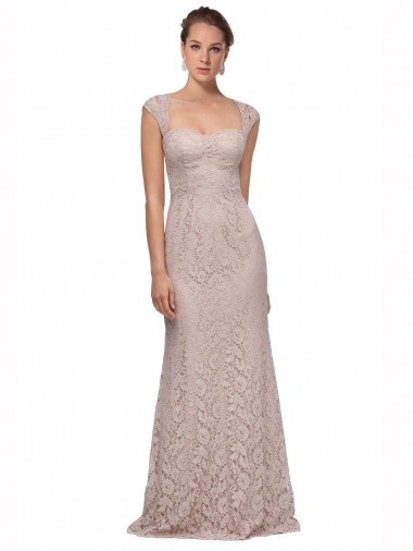 Lace Sweetheart Cap Sleeves Long Bridesmaid Dress / Formal Dress Essex