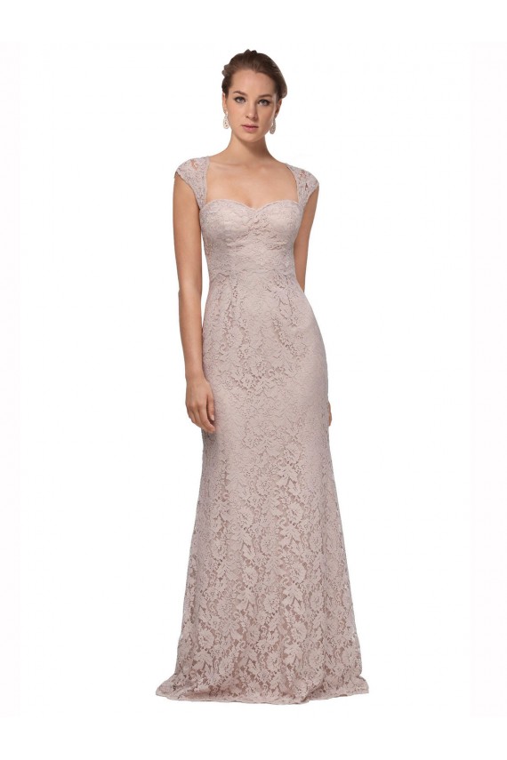 Lace Sweetheart Cap Sleeves Long Bridesmaid Dress / Formal Dress Essex