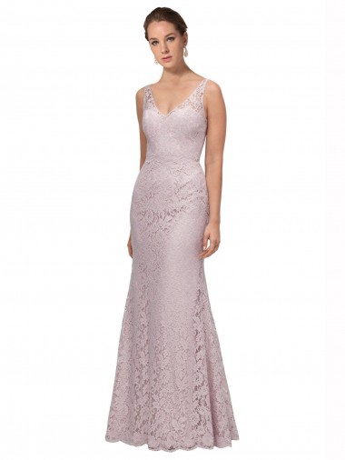 Lace V-Neck Sleeveless V-Back Long Formal Dress / Bridesmaid Dress Essex