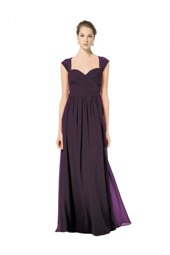 Soft Chiffon & Lace Sweetheart Sleeveless Keyhole Back Long Formal Dress / Bridesmaid Dress Essex