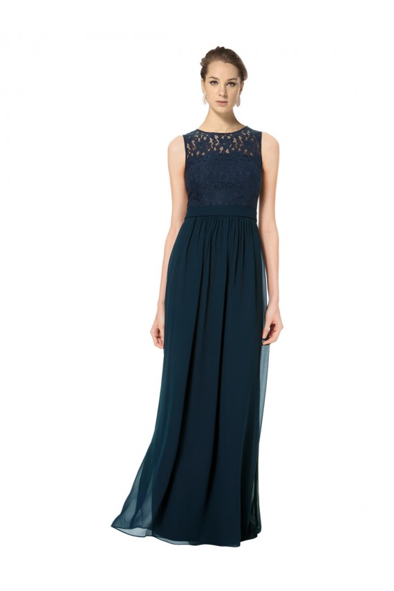 Chiffon & Lace Bateau Neck Sleeveless Keyhole Back Long Bridesmaid Dress Essex