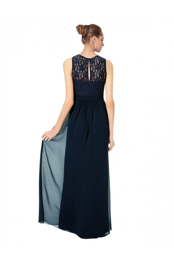 Chiffon & Lace Bateau Neck Sleeveless Keyhole Back Long Bridesmaid Dress Essex