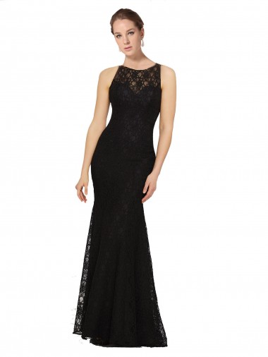 Lace Jewel Neck Sleeveless Open Back Long Bridesmaid Dress Essex