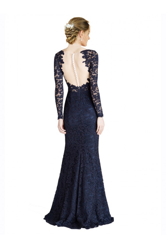 Lace Sweetheart Long Sleeves Keyhole Back Long Prom Dress / Bridesmaid Dress Essex