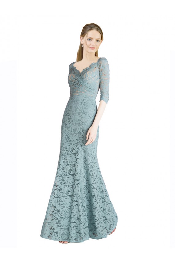 Lace Sweetheart Half Sleeves Long Prom Dress / Bridesmaid Dress Essex