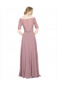 Soft Chiffon & Lace Off the Shoulder Short Sleeves Long Prom Dress / Bridesmaid Dress Essex