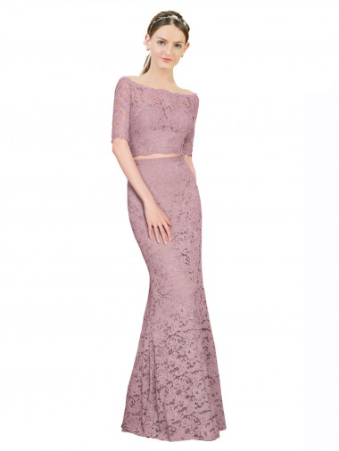 Lace Off the Shoulder Short Sleeves Long Prom Dress / Bridesmaid Dress Essex