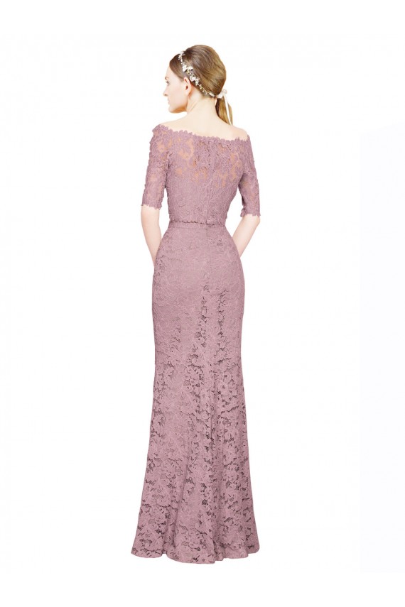 Lace Off the Shoulder Short Sleeves Long Prom Dress / Bridesmaid Dress Essex