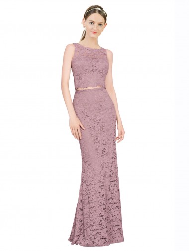 Lace Illusion Neck Sleeveless Long Prom Dress / Bridesmaid Dress Essex